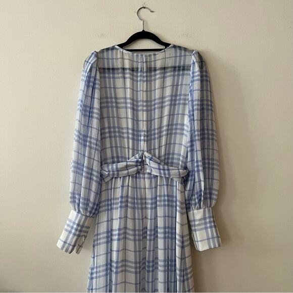 Bec & Bridge Alexa White & Blue Checked Long Sleeve Maxi Dress - Picture 10 of 11